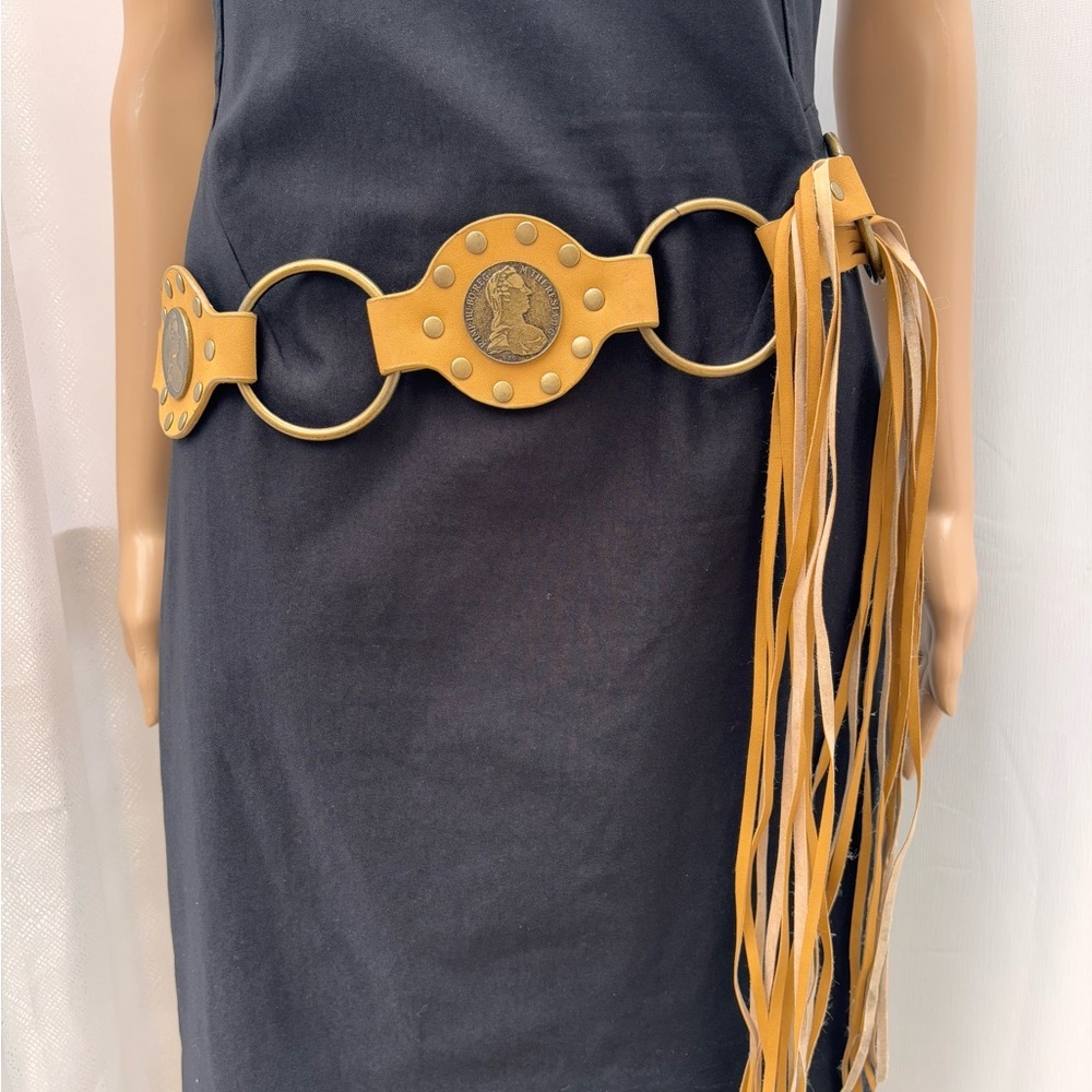 Boho Statement Belt with Maria Theresa Thaler Coins & Fringe - Picture 2 of 11